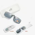 Clip-L - Rectangle Gray Silver Clip On Sunglasses for Men & Women